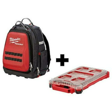 Backpack, Tool Backpack, Red/Black, Ballistic Polyester, 48 Pockets