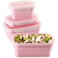 thumbnail image 1 of Boîte à Lunch en Silicone Portable Pliable et Rabattable, Contenant de Rangement pour Aliments, Cuisine, Compatible Micro-Ondes, Lave-Vaisselle et Congélateur, Boîte bento de Pique-Nique pour Ados, Rose (3 Pcs), 1 of 8