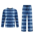 thumbnail image 4 of HAJWOH Men's Long Sleeve Plaid Pajama Set with Elastic Drawstring Waist Pants for Home Loungewear, 4 of 5