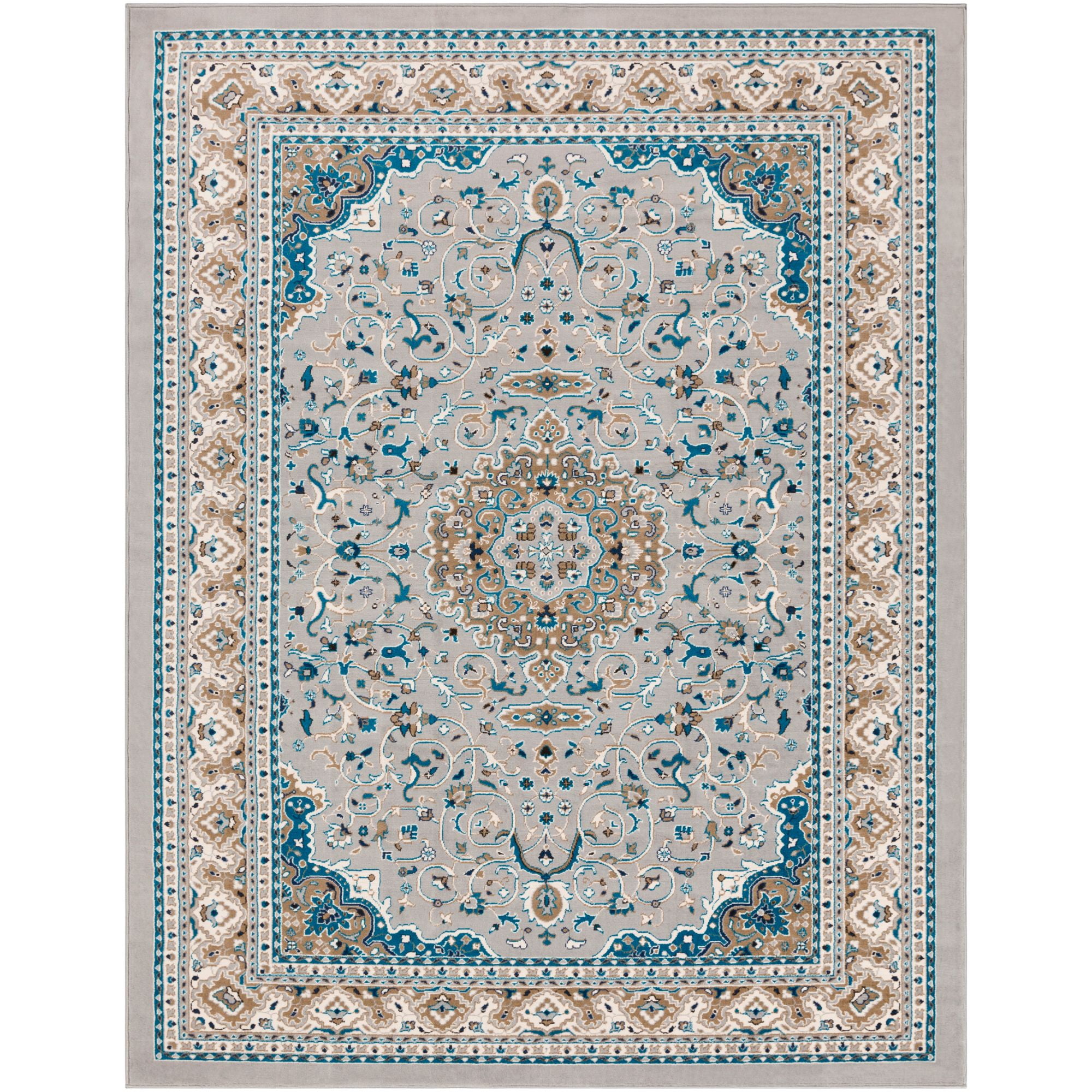 2' x 3' Teal and Brown Floral Rectangular Area Throw Rug