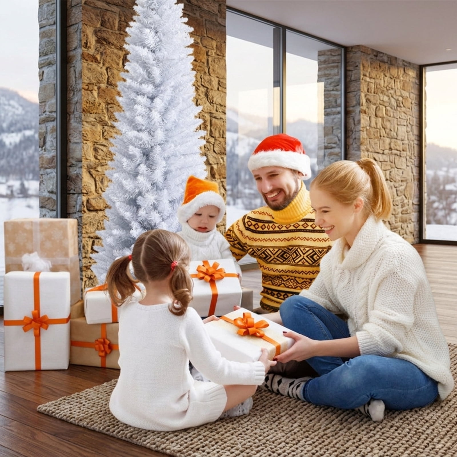 RUIE, 5 ft, Artificial Christmas Tree, with Metal Stand, 240 Branch Tips, White Holiday Xmas Tree for Indoor Home Office Decoration