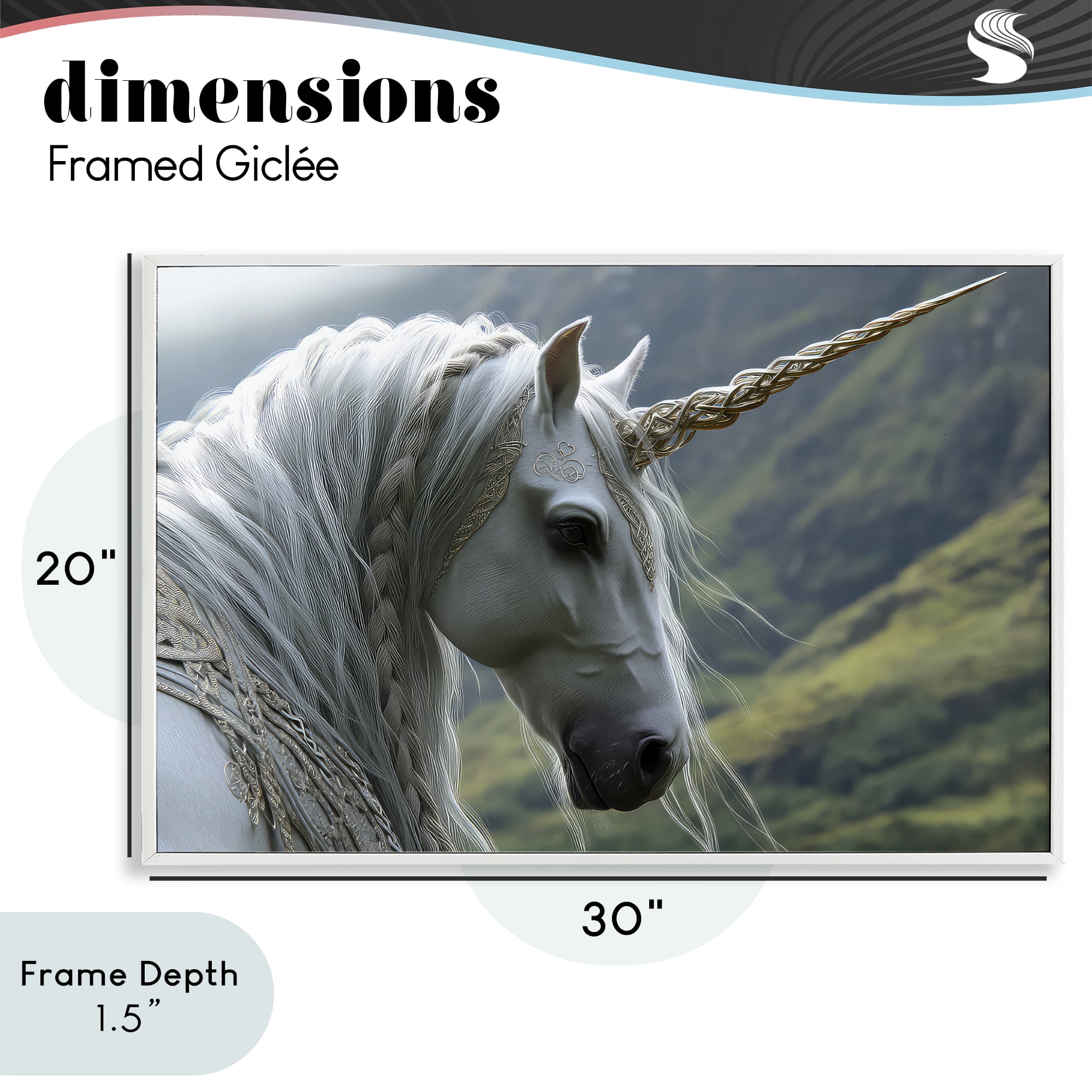 Stupell Industries Celtic Unicorn Braided Mane White Framed Giclee Art, design by The Wands Want