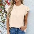 thumbnail image 6 of gakvbuo Summer Tops For Women 2025 Vacation Going Out Tops Fashion Casual Women's Solid Short Sleeve Round-neck Fold T-shrit Top Blouse, 6 of 6