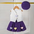 thumbnail image 2 of Staki Girl Outfit Toddler Summer Girls Clothes 3 Piece Ruffle Sleeve Tops and Skirt Sets Cute Party Dress for Kids 9M 12M 18M Purple,9-12 Months, 2 of 6