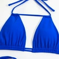 thumbnail image 2 of SWSMCLT Women's Two Piece Bikini Set String Beach Ruched Padded Brazilian Spandex Swimsuit Halter Royal Blue Small, 2 of 4
