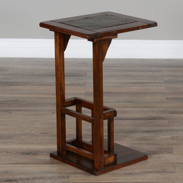 Felicia Solid Wood C End Table with Storage, Purposeful Distressing