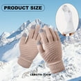 thumbnail image 2 of Women's Winter Touchscreen Gloves Warm Fleece Lined Knit Gloves Elastic Cuff Winter Texting Gloves - Pink + beige, 2 of 5