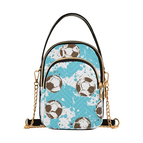 joogoo Women Watercolor Football Chain Crossbody Bags Shoulder Handbag Phone Purse