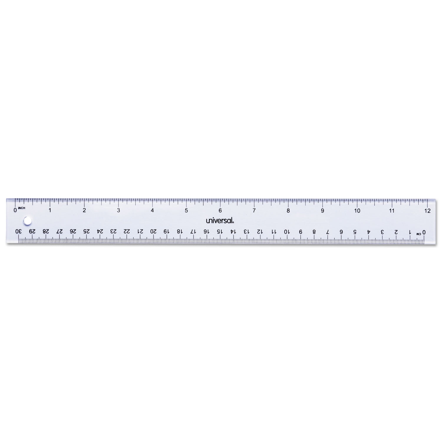 Universal Clear Plastic Ruler, Standard/metric, 12"