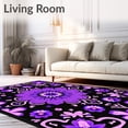 thumbnail image 2 of ODIKA 8'x10' Machine Washable Non-Slip Area Rug, Blossom Latch Hook Project For Needlework Enthusiasts High Traffic Rug with Pad, Black, 646895, 2 of 8