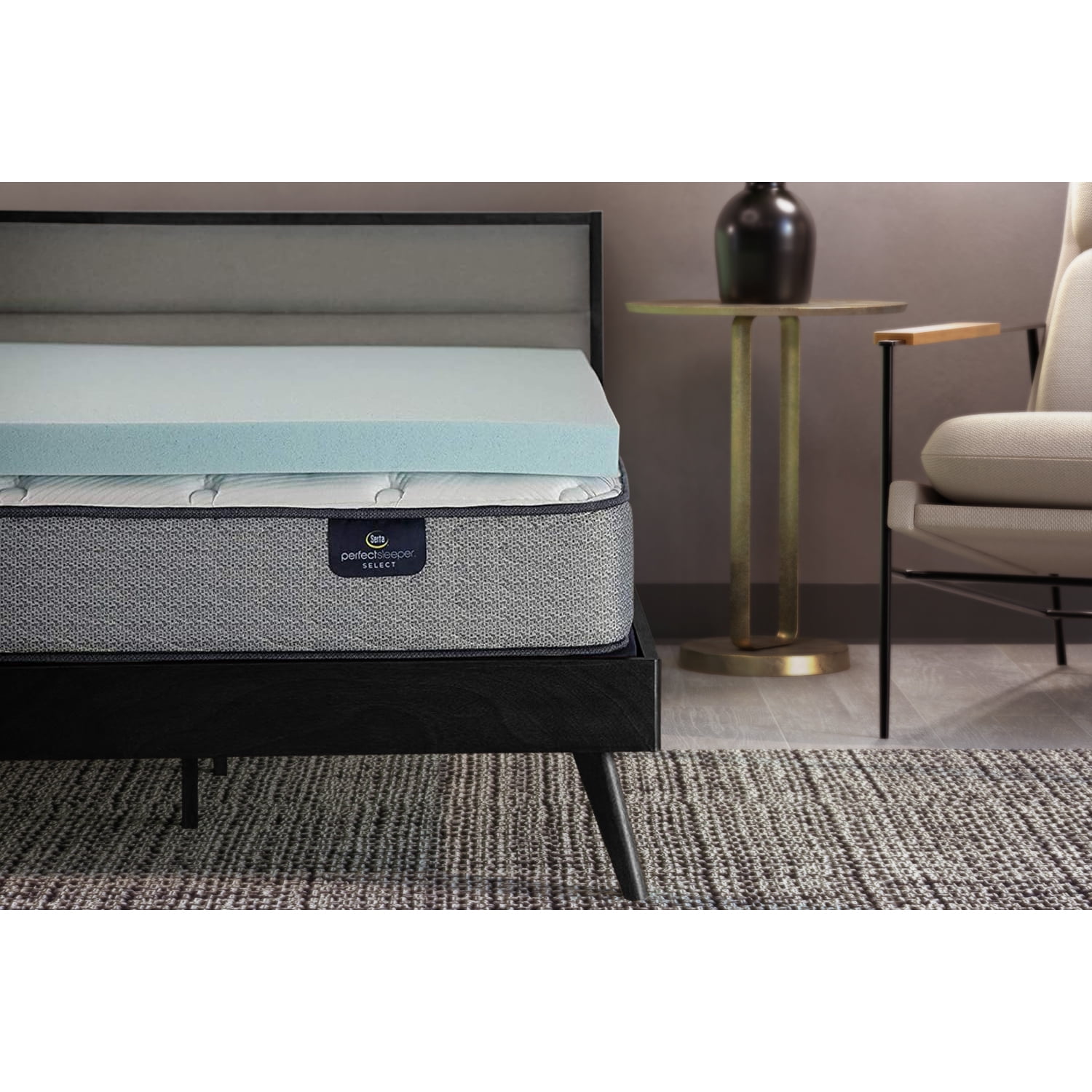 Sertapedic Thermagel 3" Cooling Memory Foam Mattress Topper, Twin