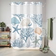 thumbnail image 6 of No Hook Shower Curtain, Blue Coastal Shower Curtains for Bathroom with See Through Top Window, Nautical Coral Beach Starfish Waterproof & Washable Bath Curtain Extra Long 72"x96", 6 of 9