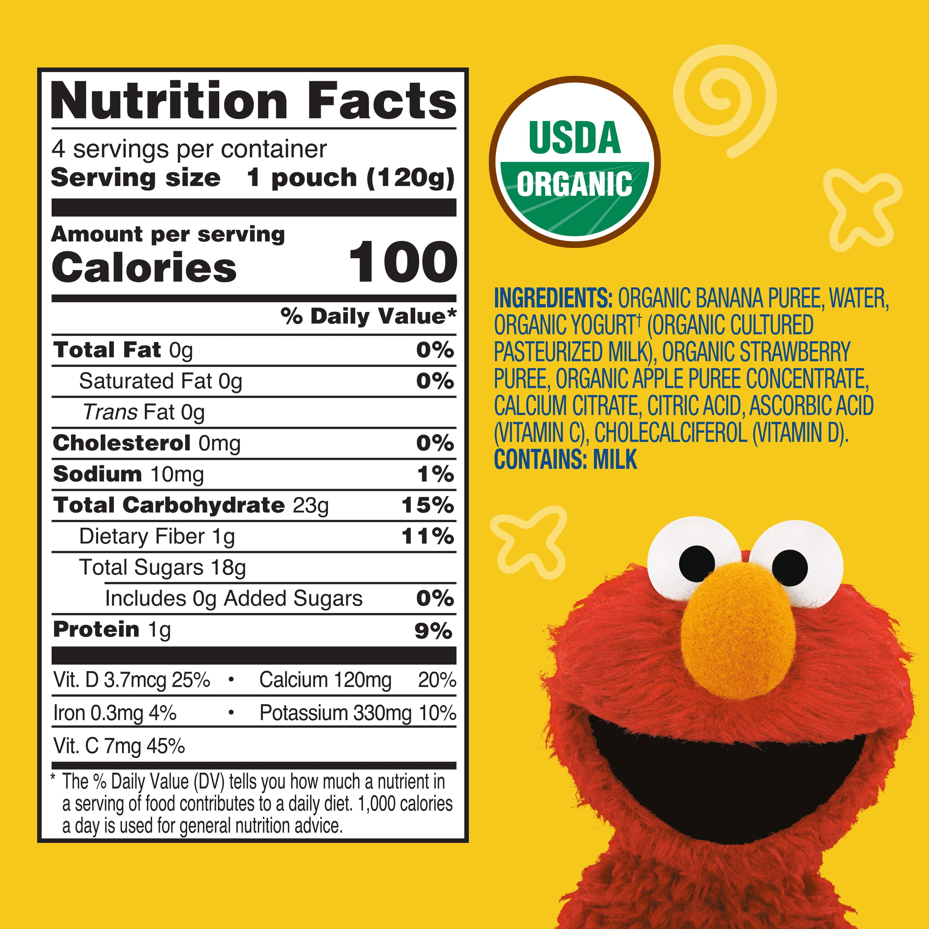 (6 pack) Earth's Best Organic Fruit Yogurt Smoothie Toddler Food, Strawberry Banana, 4.2 oz Pouch