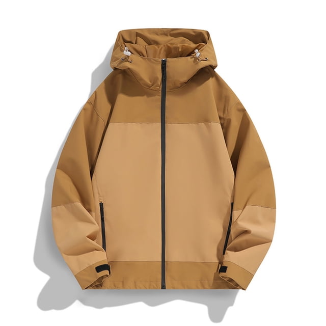 Leodye Veste Légère à Manches Longues pour Hommes, à Capuche, Résistante à l'Eau, pour Randonnée, Marron TTTG(TTTG)