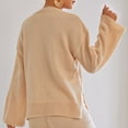 thumbnail image 7 of YueHuiYing Women's Casual Solid Color Flower Round Neck Fashion Long Sleeved Pullover Sweater Top, 7 of 7