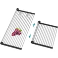thumbnail image 1 of Extra Large Expandable Roll Up Dish Drying Rack,Over The Sink Drying Rack Sink Cover Kitchen Sink Accessories Kitchen Rolling up Stainless Steel Drainer, Foldable,Rollable（Black，25.1''-12.4''）, 1 of 6