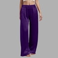 thumbnail image 2 of TTUHYWXI Womens Wide Leg Pajama Pants Satin Silk Casual Loose Elastic Waist Lounge Pants Pj Bottoms (Purple, L), 2 of 6