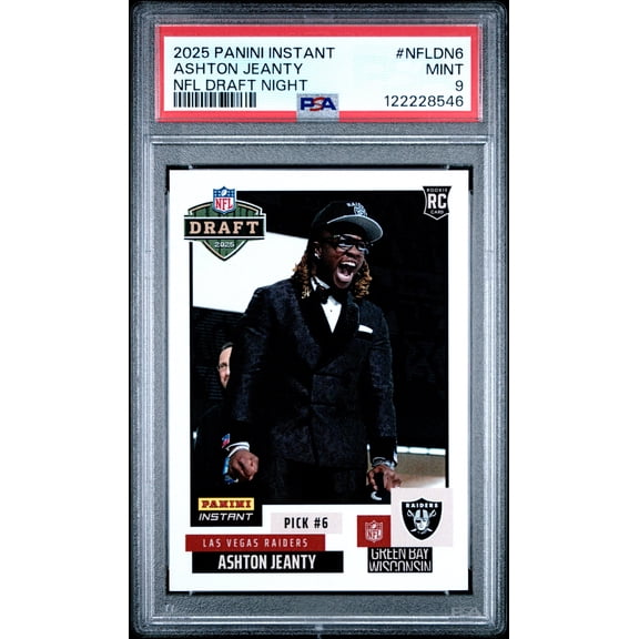 Graded 2025 Panini Instant Ashton Jeanty #NFLDN6 NFL Draft Night Rookie RC Football Card PSA 9 Mint