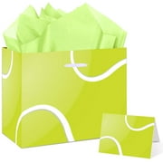 Tennis Party Gift PriNst Bag - Large Gift Wrap Bags Paper, Greeting Card Decorations for Sports Party Favors, Tennis Themed Birthday Goodie Gifts, Treat Wrapping Bags for Men, Kids, Team Supplies