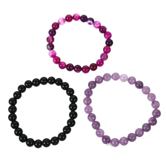 3pcs Elastic Stones Beaded Bracelets Round Beads Stretch Bracelets Women Beaded Bracelets