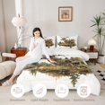 thumbnail image 3 of Castle Fairy Vintage Rustic Cabin Deer Full Size Comforter Sets 3-Piece,Autumn Pine Lake Scenery Bedding Comforter Set,Brown Teal White,Reversible,1 Comforter and 2 Pillowcases, 3 of 6