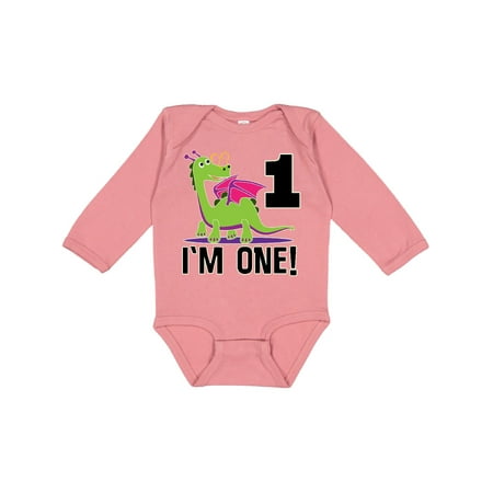 

Inktastic First Birthday Outfit Girl Dragon Gift Baby Girl Long Sleeve Bodysuit
