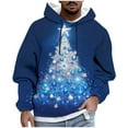 thumbnail image 3 of UVEASISHA Merry Christmas Men's Fashion Hoodie & Sweatshirts Funny Cute Santa Claus Print Pullover Tops Drawstring Long Sleeve Hooded Sweatshirt Blue L, 3 of 8