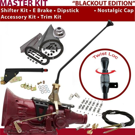 American Shifter C4 Shifter Kit Black 16 in. E Brake Cable Clamp Clevis Trim Kit Dipstick for F70FF