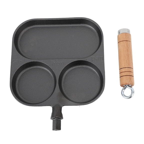 BIMZUC 3‑Section Cast‑Iron Breakfast Pan – Non‑Coating, Multi‑Functional Frying & Grilling Pan for Eggs, Pancakes, Bacon & More