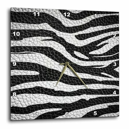 Tone Clock Circuit - 3dRose Wild Africa Two Tone Leather Look African Zebra Pattern Safari Animal Print, Wall Clock, 13 by 13-inch
