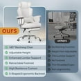thumbnail image 6 of Wubio Executive Ergonomic Leather Home Office Chair with Footrest, Comfy Reclining Big and Tall Desk Chair with Lumbar Support, Heavy Duty, SGS Class 4 Gas Lift, White, 6 of 14