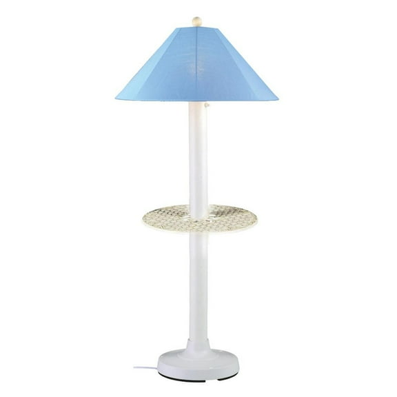 Patio Living Concepts Catalina 64 Inch Floor Table Lamp w/ 3 Inch White Body & Sky Blue Sunbrella Shade Fabric
