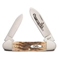 thumbnail image 2 of Canoe Pocket Knife with Amber Bone Handle - 2 Blade Folding Knife, Vanadium Steel, Spear & Pen Blade - 5.8 Inch Closed Length, Original Sheath Included, 2 of 2