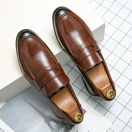 

Men‘s Leather Penny Loafer Shoes Casual Dress Shoes Lightweight Slip On Sneakers