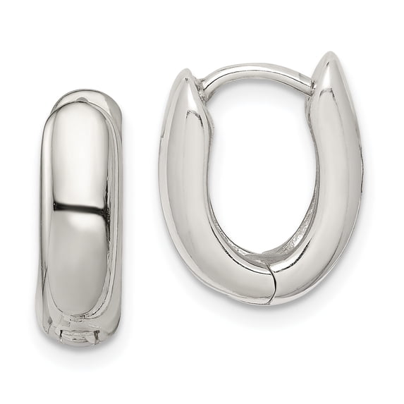 Beautiful Sterling Silver Oval Hinged Hoop Earrings