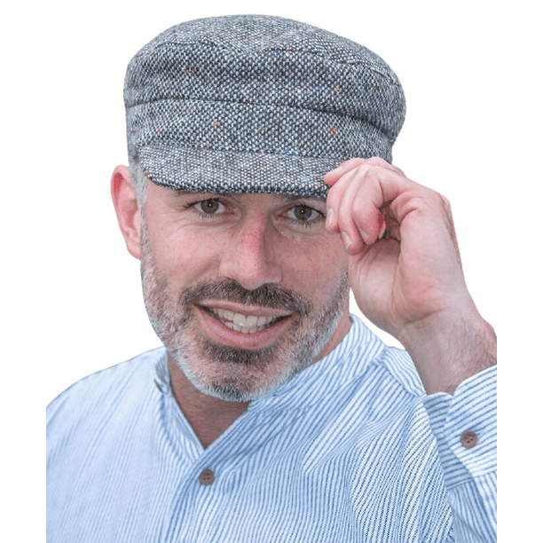 kaste chance Overskæg Hanna Hats Irish Skipper Tweed Cap for Men Donegal 100% Wool Fisherman Hat  Made in Ireland | Granite Gray Salt and Pepper - Walmart.com