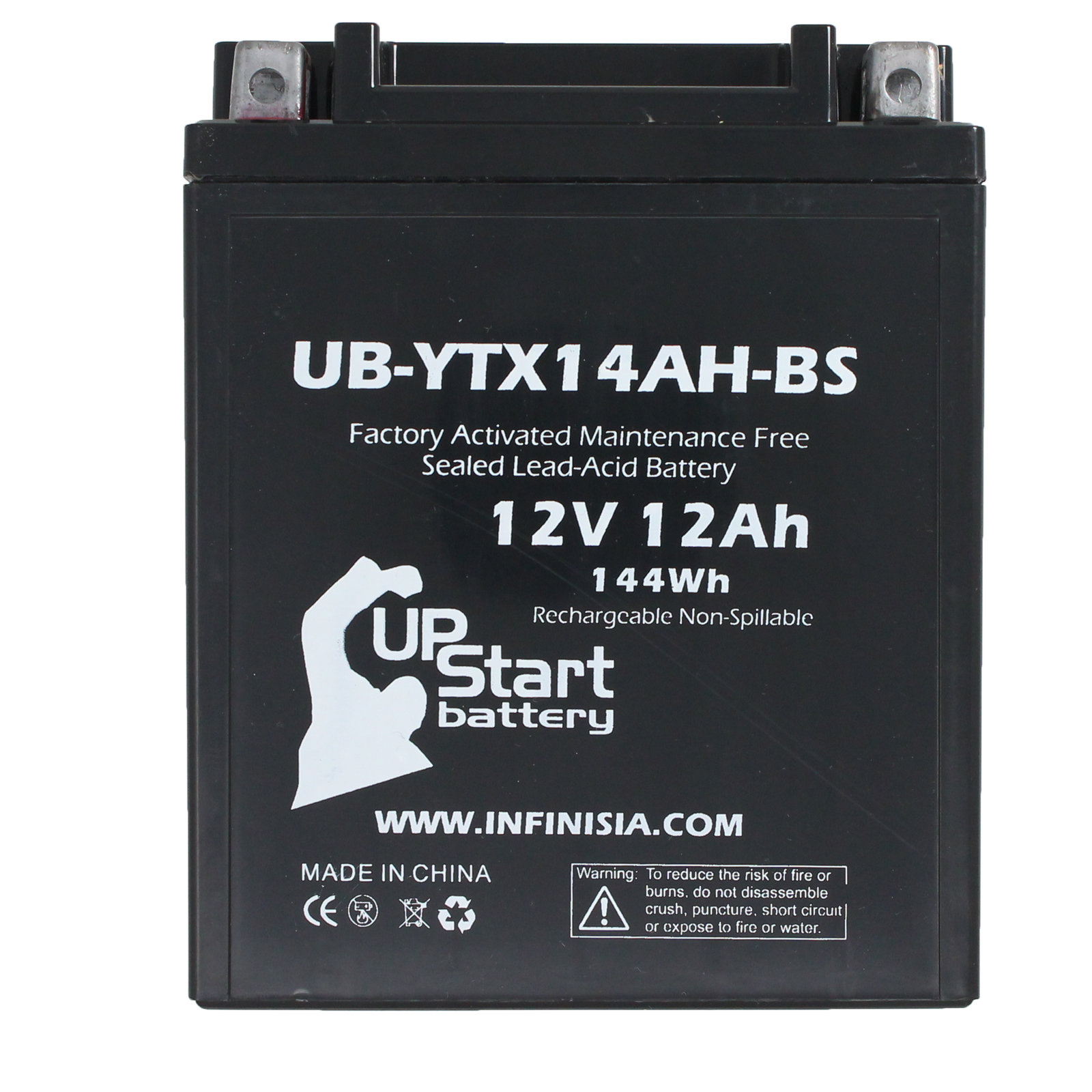 Mighty Max YTX14AH 12V 12AH Battery For Kawasaki Bayou 250 KLF250-A (2003-2005)