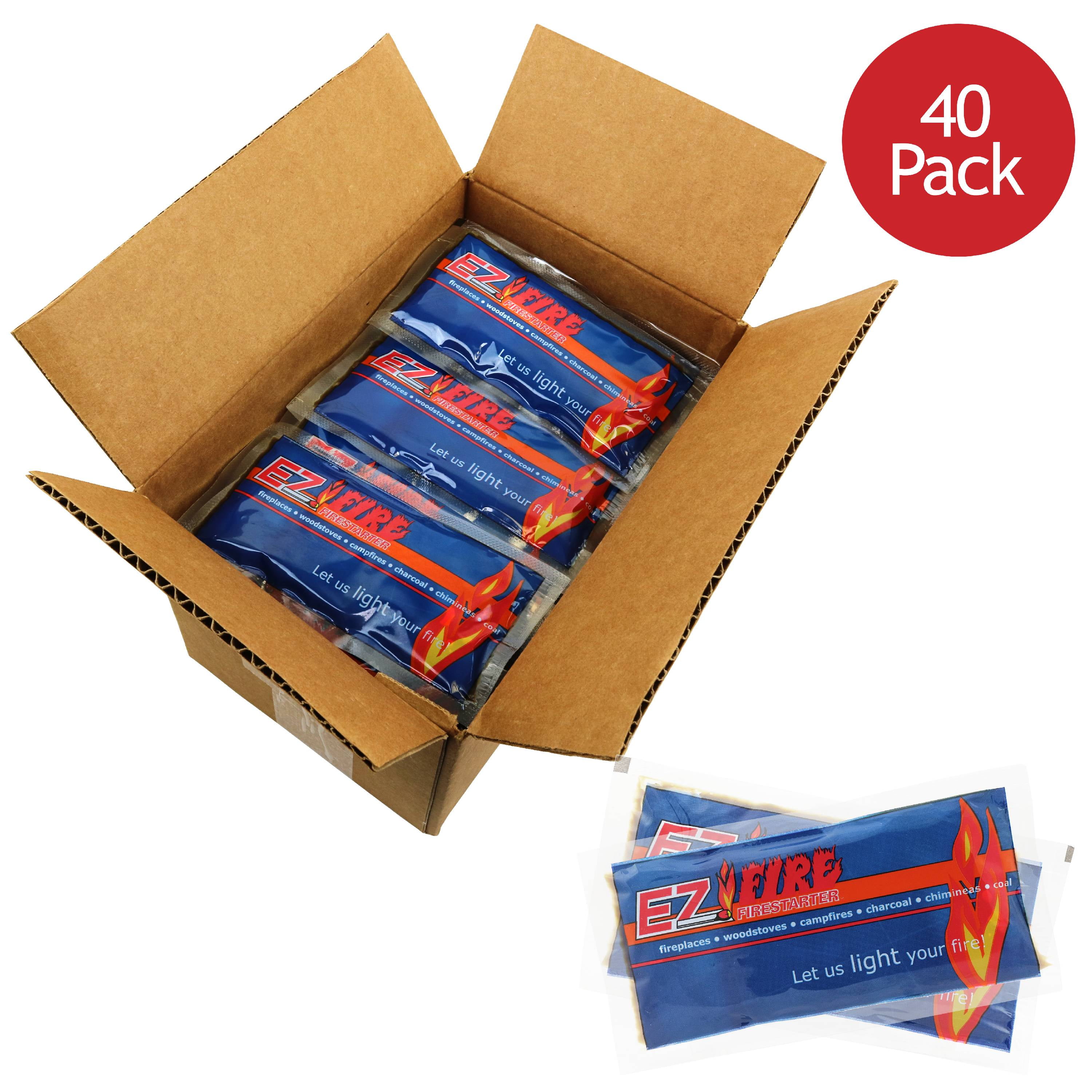 EZ Fire Firestarter Gel Packets (40 Pack) Great for Camp Fires, Backyard Barbecues & any Indoor