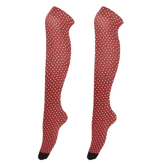 Red Polka Dots High Thigh Socks Over Knee Thin Tights Long Stocking for Women Leg Warmer