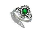 thumbnail image 4 of Simulated Emerald Ornate Ring High Polished Stainless Steel Band Green CZ Jewelry Female Size 7, 4 of 4