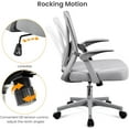 thumbnail image 6 of Mesh Office Chair Ergonomic Swivel Computer Chair with Flip-up Arms Adjustable Height Lumbar Support for Home Office Study Meeting, Gray, 6 of 10