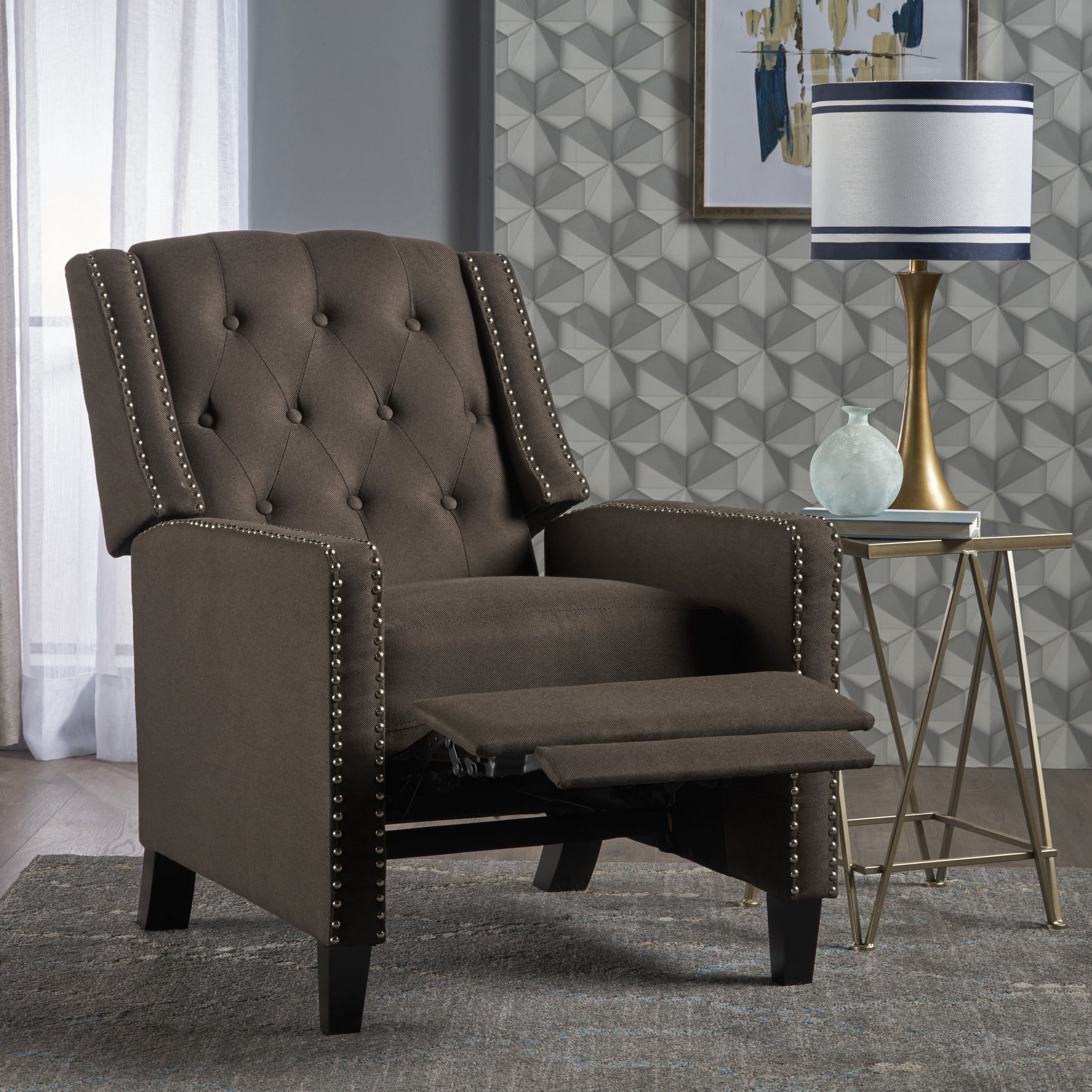 Euroco Classic Coffee Fabric Push Back Chair