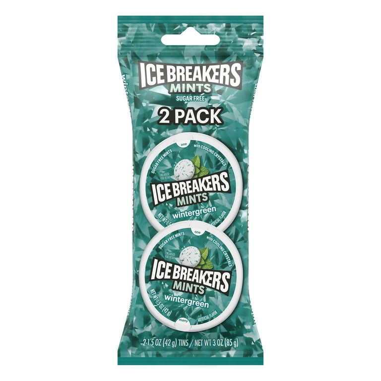 2 pack) Ice Breakers Wintergreen Flavored Sugar Free Mints, Pucks