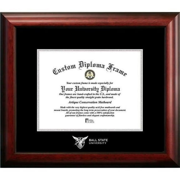 Campus Images IN985SED-108 10 x 8 in. Ball State University Silver Embossed Diploma Frame