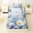 thumbnail image 3 of Erosebridal Blue White Floral Twin Sheet Sets for Girls, Dreamy Garden Bedding, 3 Pieces, 1 Flat Sheet 1 Fitted Sheet and 1 Pillowcase, 3 of 5