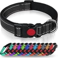 thumbnail image 1 of Collar para perro, collar clásico ajustable de nailon reflectante con acolchado de malla suave y transpirable para perros medianos, talla M, negro., 1 of 5