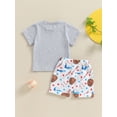 thumbnail image 3 of Suealasg 2Pcs Kids Baby Boys Summer Baseball Outfits Short Sleeve Letter Print T-Shirts Tops Shorts Sets 6M 1T 2T 3T 4T Toddler Boys Clothes, 3 of 6