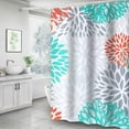 thumbnail image 2 of Turquoise Shower Curtain for Bathroom Waterproof Polyester Fabric Floral Shower Curtain Dahlia Flower Print Decorative Teal Bathroom Curtain Set with Hooks 72"x72", 2 of 6