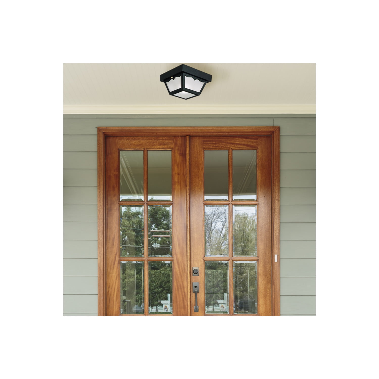 Design House Traditional Black 2-Light Outdoor/Indoor Dimmable Ceiling Light with Frosted Glass
