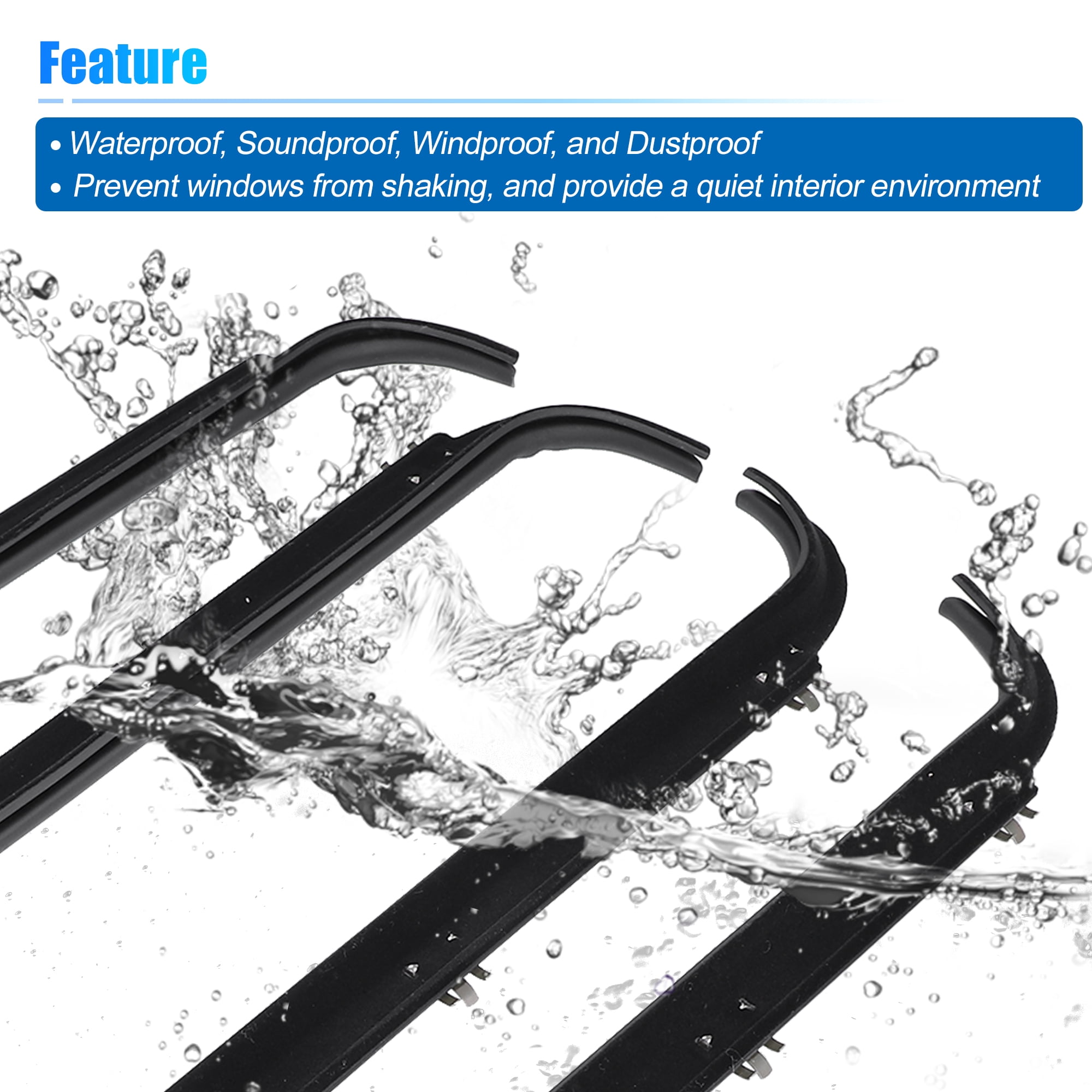 Unique Bargains 4Pcs Weatherstrip Window Trim Seal Belt for Ford F150 F250 F350 84-97